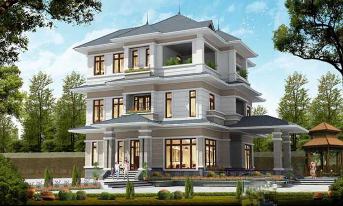 Mẫu biệt thư 3 tầng mái thái