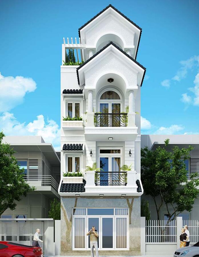 Thiết kế nhà ống mái thái 3 tầng tân cổ điển