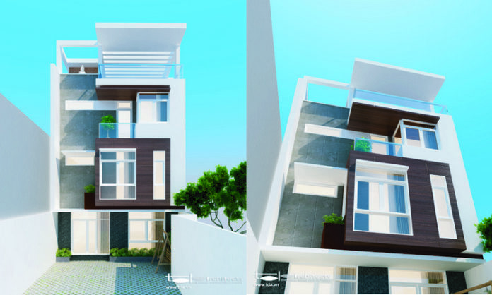 Tổng quan nhà phố 3 tầng có sân vườn